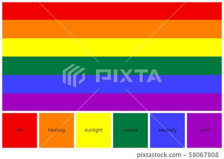 Collage and color palette with meaning to each of 58067808