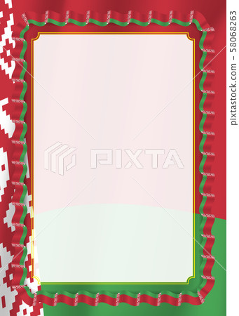 Frame and border of ribbon with Belarus flag, 58068263