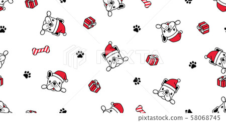 dog seamless pattern Christmas vector french... - Stock Illustration  [58068745] - PIXTA