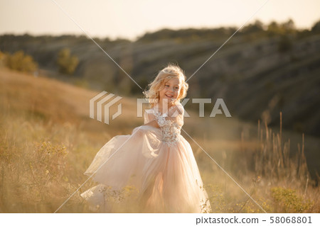 Portrait of a beautiful little princess girl in a Portrait of a beautiful little princess girl in a 58068801