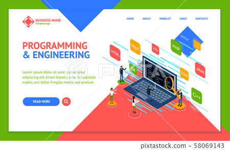 Programmer and Engineering Concept Landing Web Page Template 3d Isometric View. Vector Programmer and Engineering Concept Landing Web Page Template 3d Isometric View. Vector 58069143