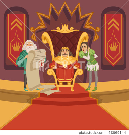 King on the throne and his retinue. Cartoon characters set King on the throne and his retinue. Cartoon characters set 58069144