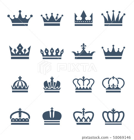 Black crowns. Symbols for luxury logos and badges 58069146