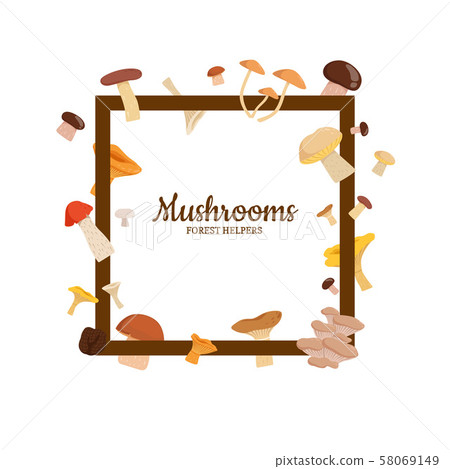 Vector frame with cartoon mushrooms 58069149