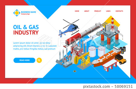 Oil Gas Industry Concept Landing Web Page Template 3d Isometric View. Vector Oil Gas Industry Concept Landing Web Page Template 3d Isometric View. Vector 58069151
