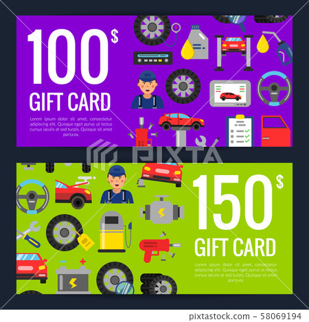 Vector gift discount card car service Vector gift discount card car service 58069194