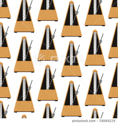 Realistic Detailed 3d Classic Mechanical Metronome Seamless Pattern Background. Vector 58069229