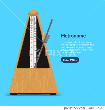 Realistic Detailed 3d Classic Mechanical Metronome Card. Vector 58069231