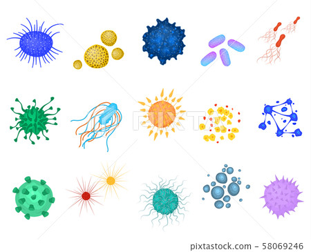 Cartoon Color Different Viruses Icon Set. Vector Cartoon Color Different Viruses Icon Set. Vector 58069246