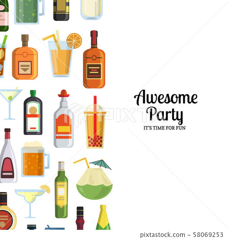 Vector background with alcoholic drinks in glasses and bottles Vector background with alcoholic drinks in glasses and bottles 58069253