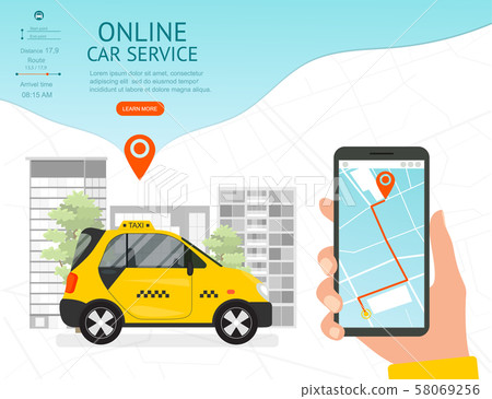 Online Car Service Concept Card Landing Web Page Template. Vector Online Car Service Concept Card Landing Web Page Template. Vector 58069256