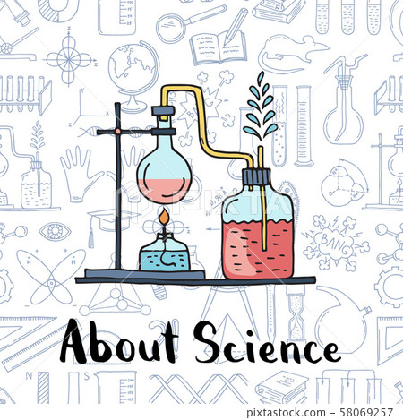 Vector sketched science or chemistry elements science elements background Vector sketched science or chemistry elements science elements background 58069257