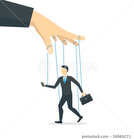 Cartoon Color Manipulation Concept with Human Hand. Vector 58069271