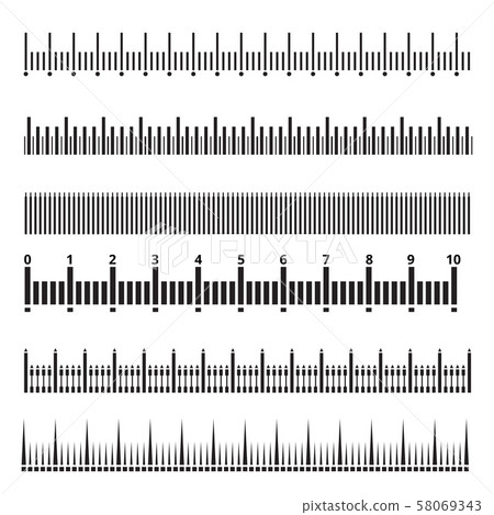 Monochrome picture of size indicators. Illustrations in different styles Monochrome picture of size indicators. Illustrations in different styles 58069343
