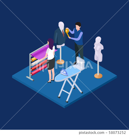 Clothing design, atelier 3d isometric vector concept 58073252