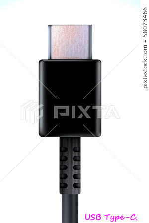USB type-C realistic Black cable Plug Vector. USB type-C realistic Black cable Plug Vector. 58073466