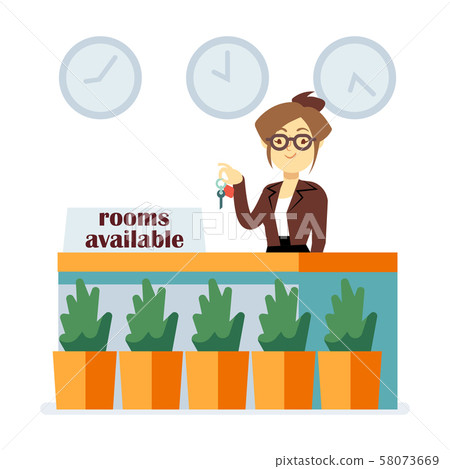 Rooms vector concept. Hostel or hotel reception 58073669