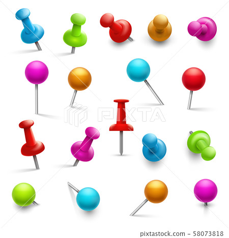 metal pushpin or thumbtack - push pin or thumb tack Stock Illustration