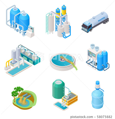 Water purification technology. Isometric treatment water industrial system, wastewater separator 58073882