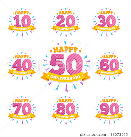 Anniversary emblems. Creative vector layout for invitation card 58073925
