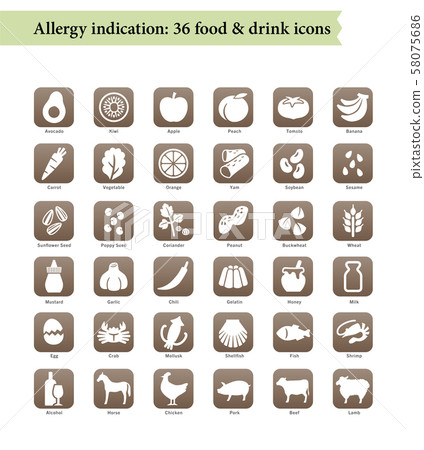 36 types of allergy indication icons 36 types of allergy indication icons 58075686