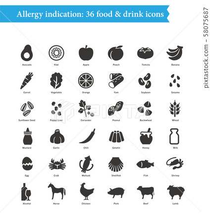 36種過敏反應指示圖標 58075687