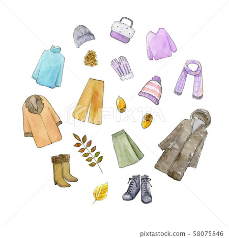 Autumn / winter fashion icon watercolor... - Stock Illustration ...