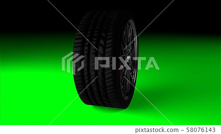 Modern and shiny car wheel on the surface, stylish object, 3d rendering computer generated backdrop Modern and shiny car wheel on the surface, stylish object, 3d rendering computer generated backdrop 58076143