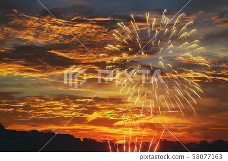 Beautiful firework display for celebration on the 58077163