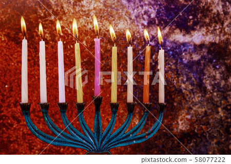 Hanukkah jewish holiday with menorah candelabra 58077222