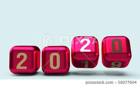 The 2020 gold number on cubes red Metallic color 3d rendering for new year content. The 2020 gold number on cubes red Metallic color 3d rendering for new year content. 58077604