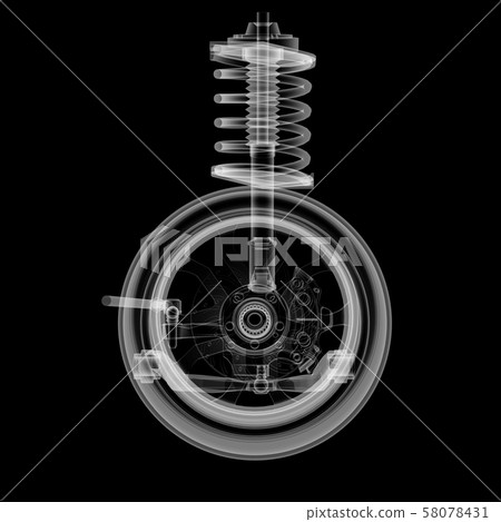 X-ray Car suspension and brake disk X-ray Car suspension and brake disk 58078431