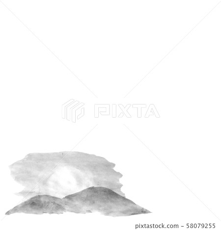 First sunrise (hand-drawn illustration of ink) 58079255