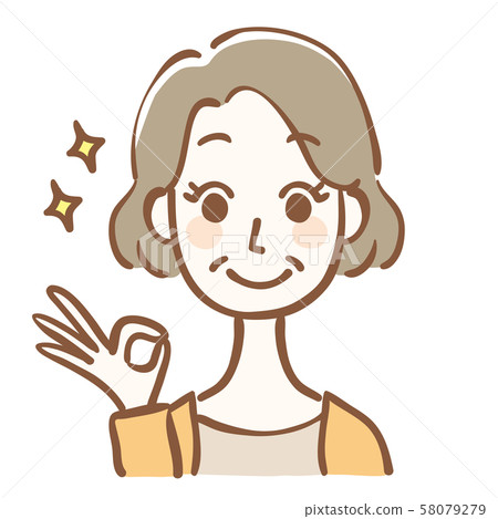 一名婦女的插圖,使一個好的跡象 一名婦女的插圖,使一個好的跡象 58079279