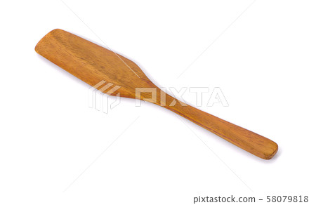 Wooden kitchen spatula isolated on a white background 58079818