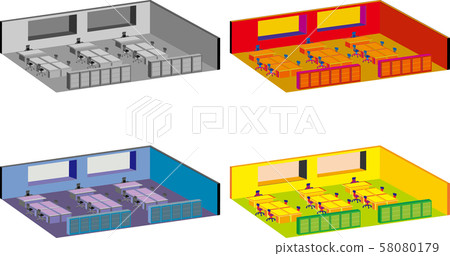 辦公室頂視圖4種顏色 58080179