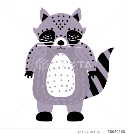Raccoon cute funny character. Childish vector illustration in scandinavian style. Vector 58080268
