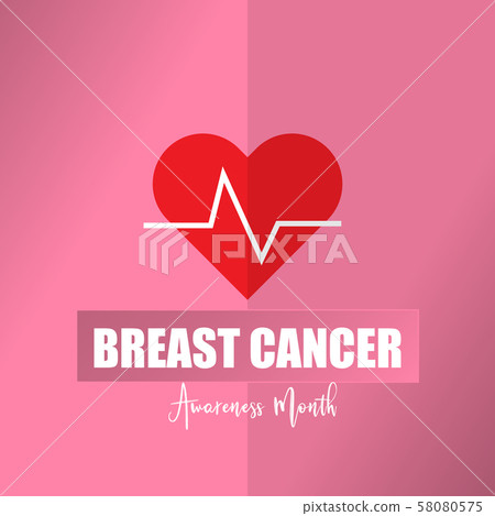 Vector Heart with Heart rate in Breast Cancer Awareness month symbol on pink background for help and motivation woman to fight with Breast Cancer,World Breast Cancer Concept 58080575