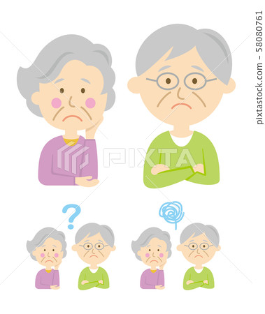 Senior, worry, illustration Senior, worry, illustration 58080761