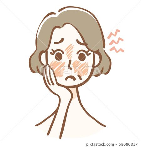 中年婦女患有皮膚紅腫和潮熱 中年婦女患有皮膚紅腫和潮熱 58080817