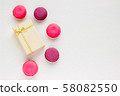 French Pink Macaroons on White Background. 58082550