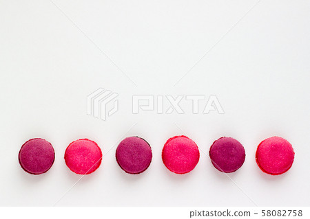 French Pink Macaroons on White Background.  58082758