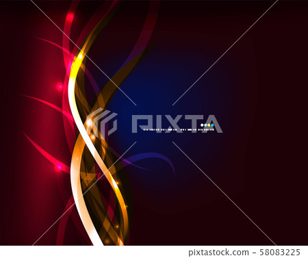 Glowing neon wave lines flowing motion background. Wave energy in black color, fractal design 58083225