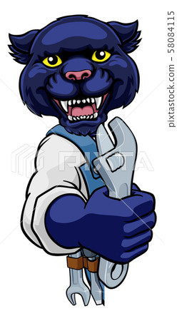 Panther Plumber Or Mechanic Holding Spanner Panther Plumber Or Mechanic Holding Spanner 58084115