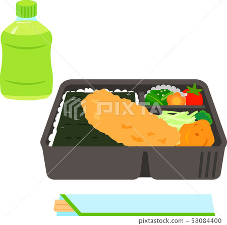 茶配紫菜午餐，塑料瓶和一次性筷子 58084400