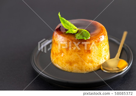 Creme caramel dessert background Creme caramel dessert background 58085372