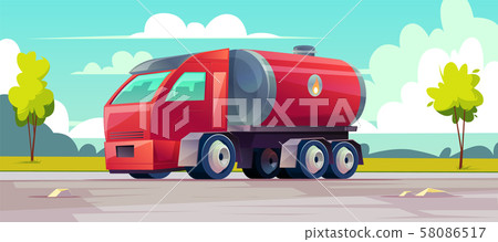 red truck with gasoline in tank. 58086517