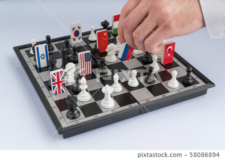 chessboard with flags of countries 58086894