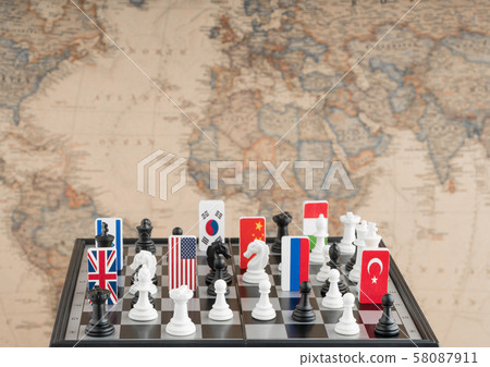chessboard with flags of countries 58087911