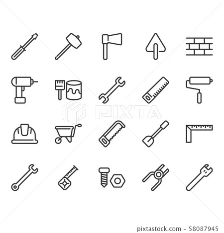Construction tools related icon set.Vector 58087945